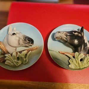 two vintage horse plaques 3d effect marked on bottom